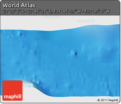 Shaded Relief 3D Map of the Area around 23° 3' 19" S, 134° 13' 29" W