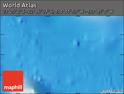 Physical Map of the Area around 23° 3' 19" S, 134° 13' 29" W