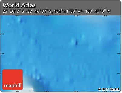 Physical Map of the Area around 23° 3' 19" S, 134° 13' 29" W