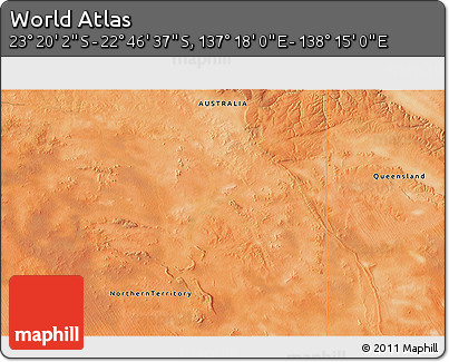 Satellite 3D Map of the Area around 23° 3' 19" S, 137° 46' 30" E