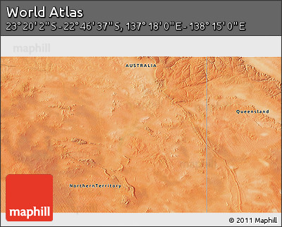 Satellite 3D Map of the Area around 23° 3' 19" S, 137° 46' 30" E