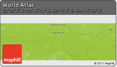 Physical Panoramic Map of the Area around 23° 3' 19" S, 139° 28' 29" E