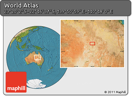 Satellite Location Map of the Area around 23° 3' 19" S, 140° 19' 29" E