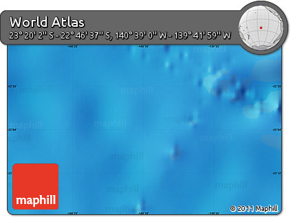 Physical Map of the Area around 23° 3' 19" S, 140° 10' 30" W