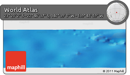 Shaded Relief Panoramic Map of the Area around 23° 3' 19" S, 140° 10' 30" W
