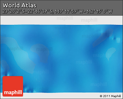 Physical 3D Map of the Area around 23° 3' 19" S, 142° 43' 29" W