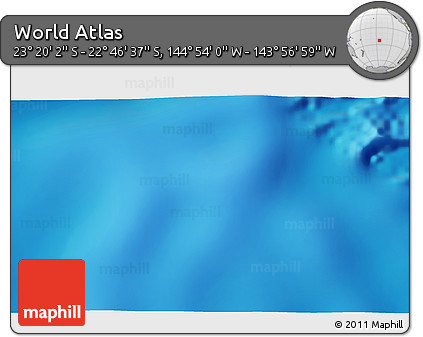 Physical 3D Map of the Area around 23° 3' 19" S, 144° 25' 30" W