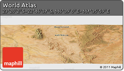 Satellite Panoramic Map of the Area around 23° 3' 19" S, 147° 7' 30" E