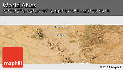 Satellite Panoramic Map of the Area around 23° 3' 19" S, 147° 7' 30" E