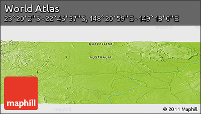 Physical Panoramic Map of the Area around 23° 3' 19" S, 148° 49' 29" E