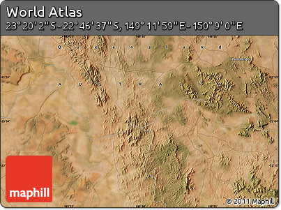 Satellite Map of the Area around 23° 3' 19" S, 149° 40' 30" E