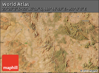 Satellite Map of the Area around 23° 3' 19" S, 149° 40' 30" E