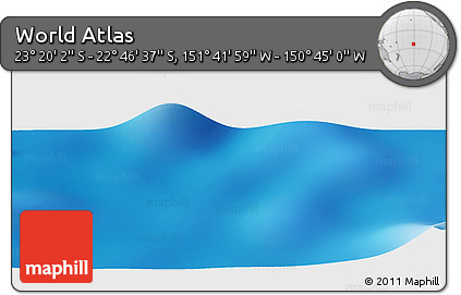 Shaded Relief Panoramic Map of the Area around 23° 3' 19" S, 151° 13' 29" W