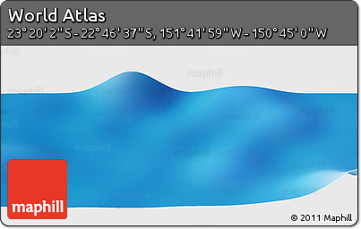 Shaded Relief Panoramic Map of the Area around 23° 3' 19" S, 151° 13' 29" W