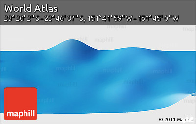 Shaded Relief Panoramic Map of the Area around 23° 3' 19" S, 151° 13' 29" W
