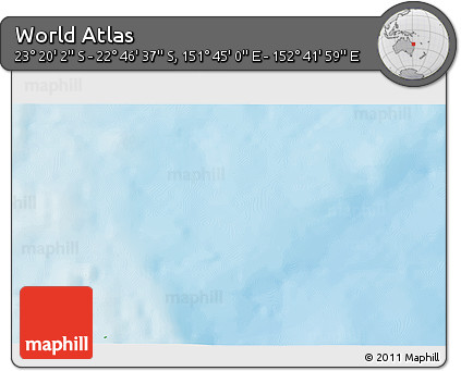 Physical 3D Map of the Area around 23° 3' 19" S, 152° 13' 29" E