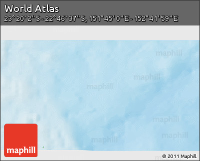 Physical 3D Map of the Area around 23° 3' 19" S, 152° 13' 29" E