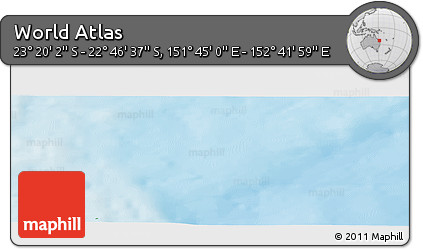 Physical Panoramic Map of the Area around 23° 3' 19" S, 152° 13' 29" E