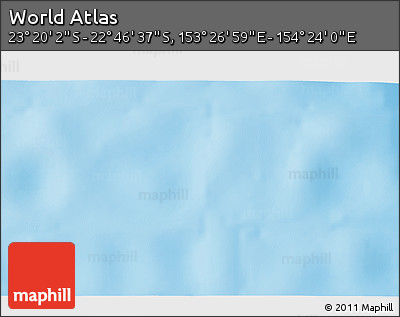 Physical 3D Map of the Area around 23° 3' 19" S, 153° 55' 30" E