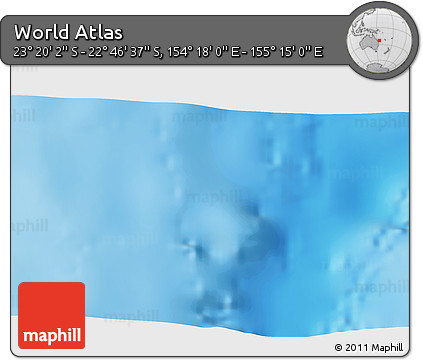 Physical 3D Map of the Area around 23° 3' 19" S, 154° 46' 30" E