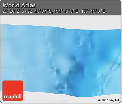 Physical 3D Map of the Area around 23° 3' 19" S, 154° 46' 30" E