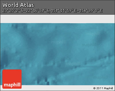 Satellite 3D Map of the Area around 23° 3' 19" S, 158° 10' 30" E