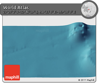 Satellite 3D Map of the Area around 23° 3' 19" S, 159° 1' 30" E