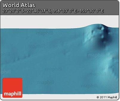 Satellite 3D Map of the Area around 23° 3' 19" S, 159° 1' 30" E