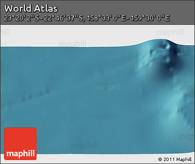 Satellite 3D Map of the Area around 23° 3' 19" S, 159° 1' 30" E