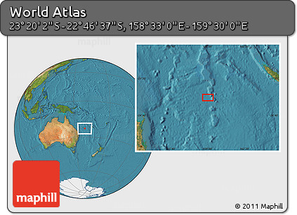 Satellite Location Map of the Area around 23° 3' 19" S, 159° 1' 30" E