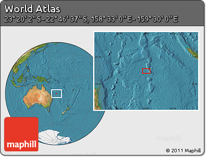 Satellite Location Map of the Area around 23° 3' 19" S, 159° 1' 30" E