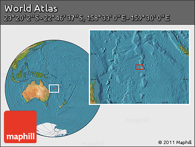 Satellite Location Map of the Area around 23° 3' 19" S, 159° 1' 30" E