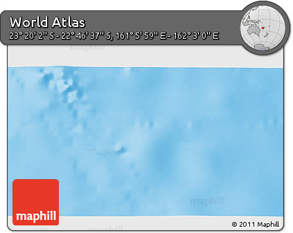 Physical 3D Map of the Area around 23° 3' 19" S, 161° 34' 29" E