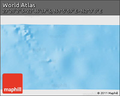 Physical 3D Map of the Area around 23° 3' 19" S, 161° 34' 29" E