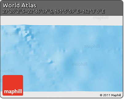 Physical 3D Map of the Area around 23° 3' 19" S, 161° 34' 29" E