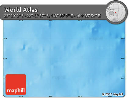 Physical Map of the Area around 23° 3' 19" S, 164° 7' 30" E