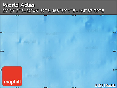 Physical Map of the Area around 23° 3' 19" S, 164° 7' 30" E