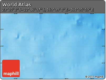 Physical Map of the Area around 23° 3' 19" S, 164° 7' 30" E