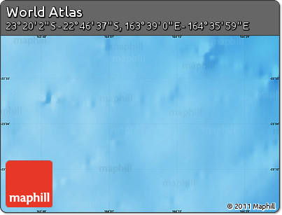 Shaded Relief Map of the Area around 23° 3' 19" S, 164° 7' 30" E