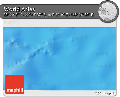 Physical 3D Map of the Area around 23° 3' 19" S, 164° 58' 29" E