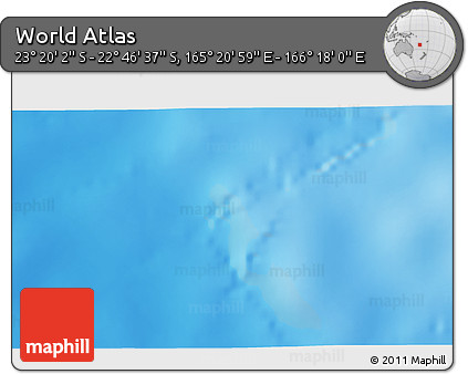 Physical 3D Map of the Area around 23° 3' 19" S, 165° 49' 29" E
