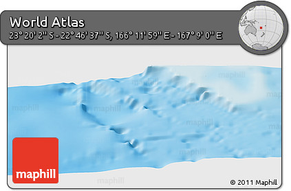 Physical Panoramic Map of the Area around 23° 3' 19" S, 166° 40' 30" E