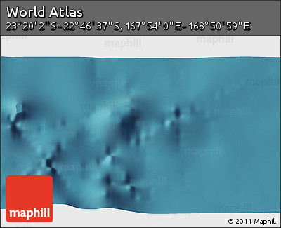Satellite 3D Map of the Area around 23° 3' 19" S, 168° 22' 30" E