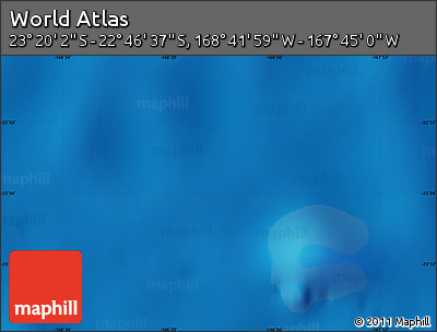 Physical Map of the Area around 23° 3' 19" S, 168° 13' 29" W