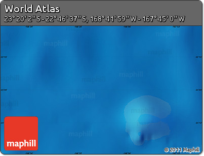 Physical Map of the Area around 23° 3' 19" S, 168° 13' 29" W