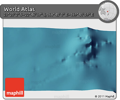 Satellite 3D Map of the Area around 23° 3' 19" S, 169° 13' 29" E