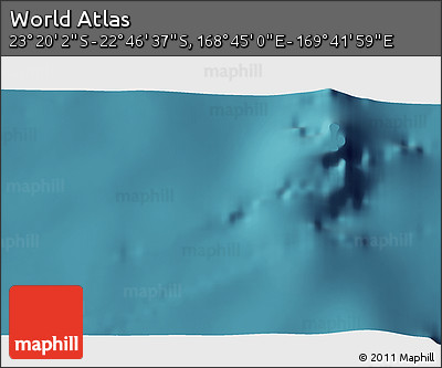 Satellite 3D Map of the Area around 23° 3' 19" S, 169° 13' 29" E