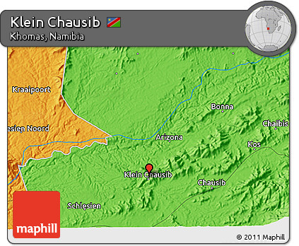 Political 3D Map of Klein Chausib