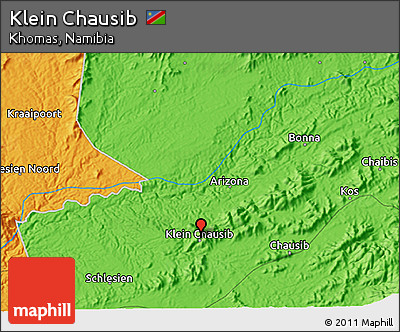 Political 3D Map of Klein Chausib