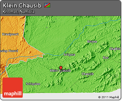 Political 3D Map of Klein Chausib